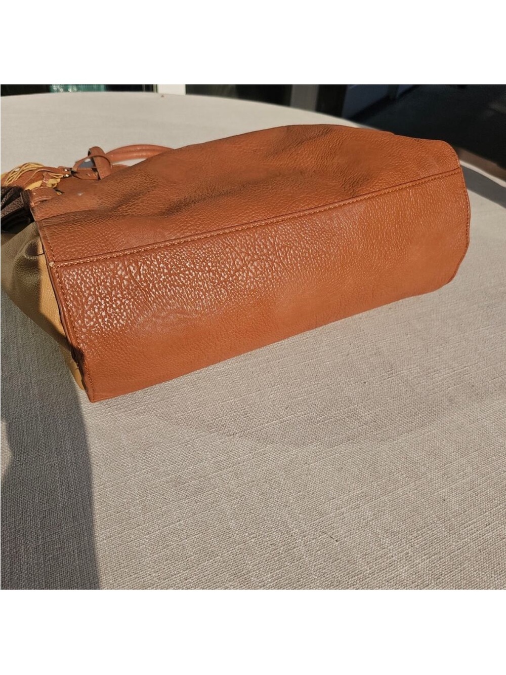 Steve Madden Tan and Cream Leather Satchel - Picture 8 of 10